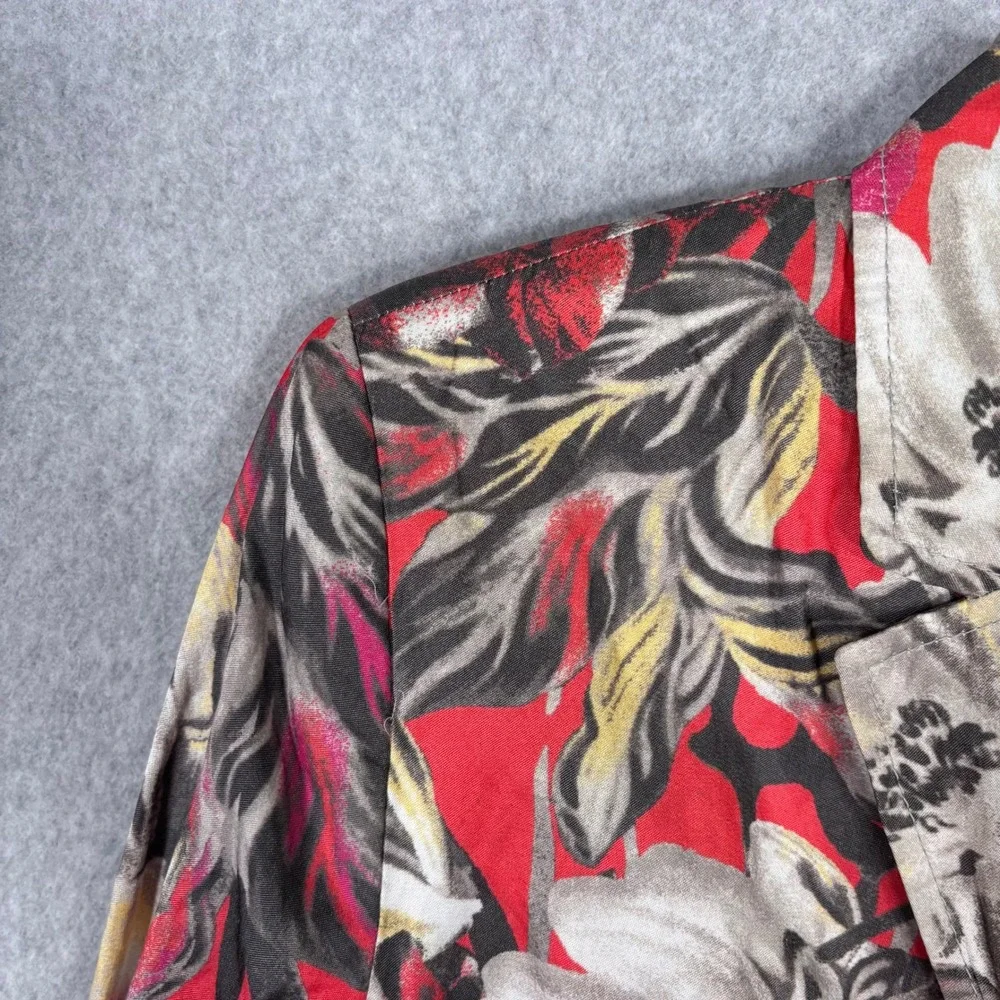 Gerry Weber Blazer Jacket Small Red Gray Pockets Artsy Abstract‎ Watercolor